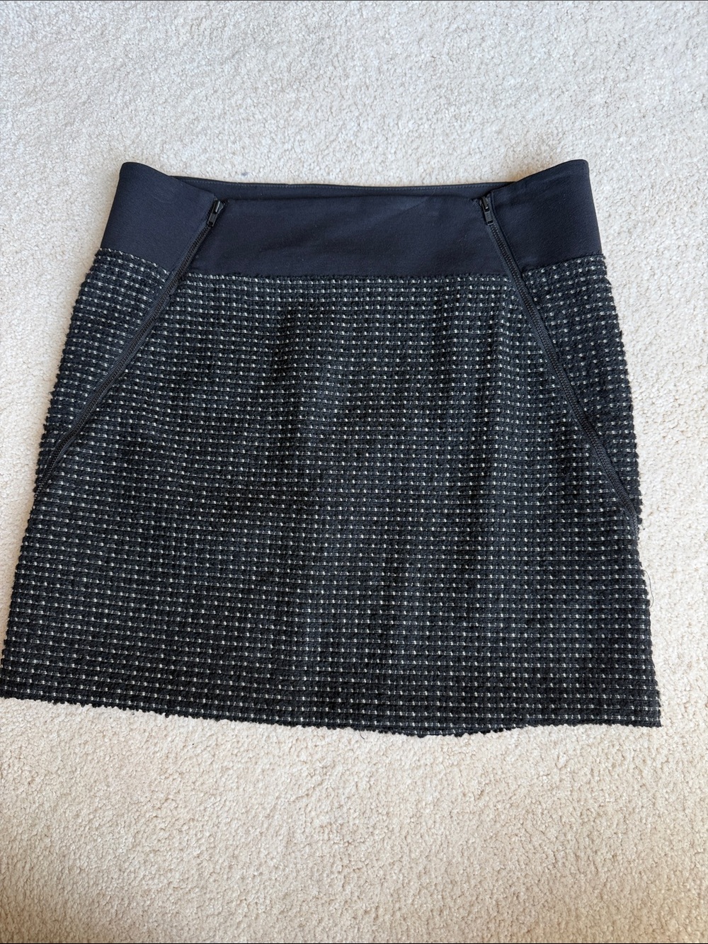 Theory Black Tweed Mini Skirt with Silver Threading
